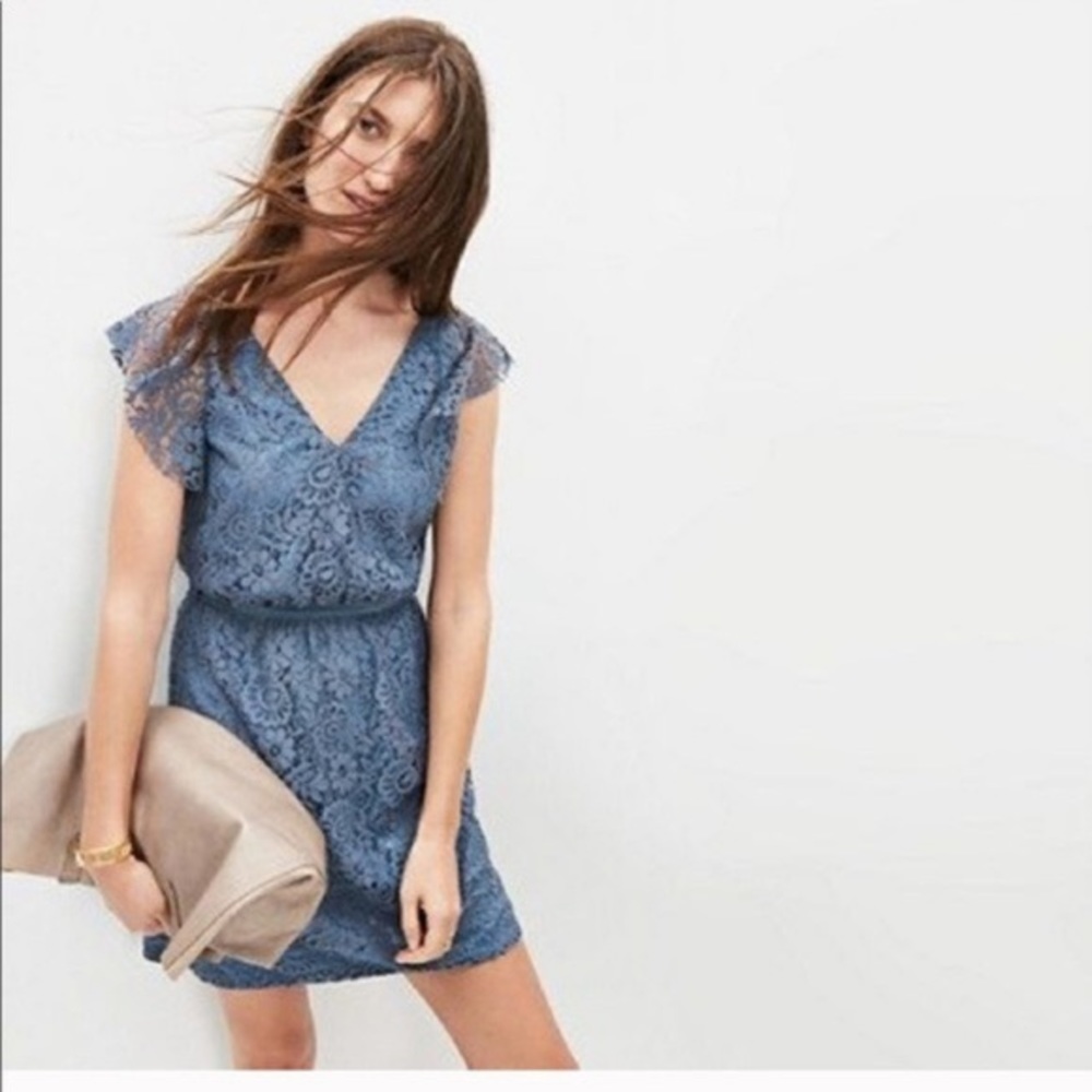 Madewell Blue Flutter Lace Dress